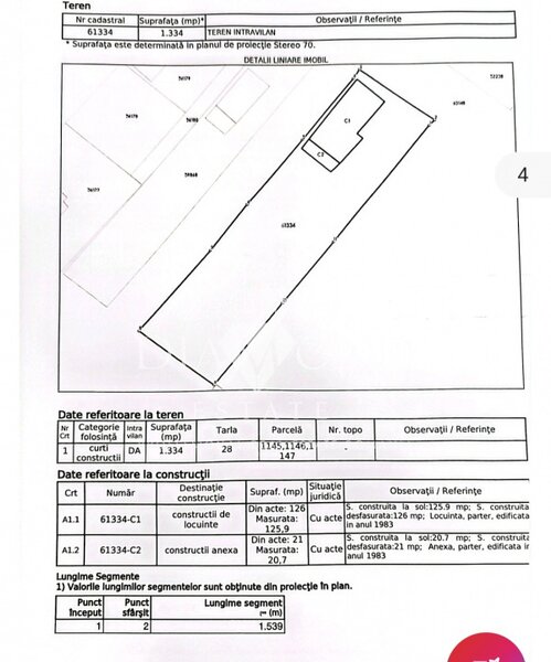 Teren intravilan, 1334mp, 100e/ mp Afumati str. Stefan cel Mare